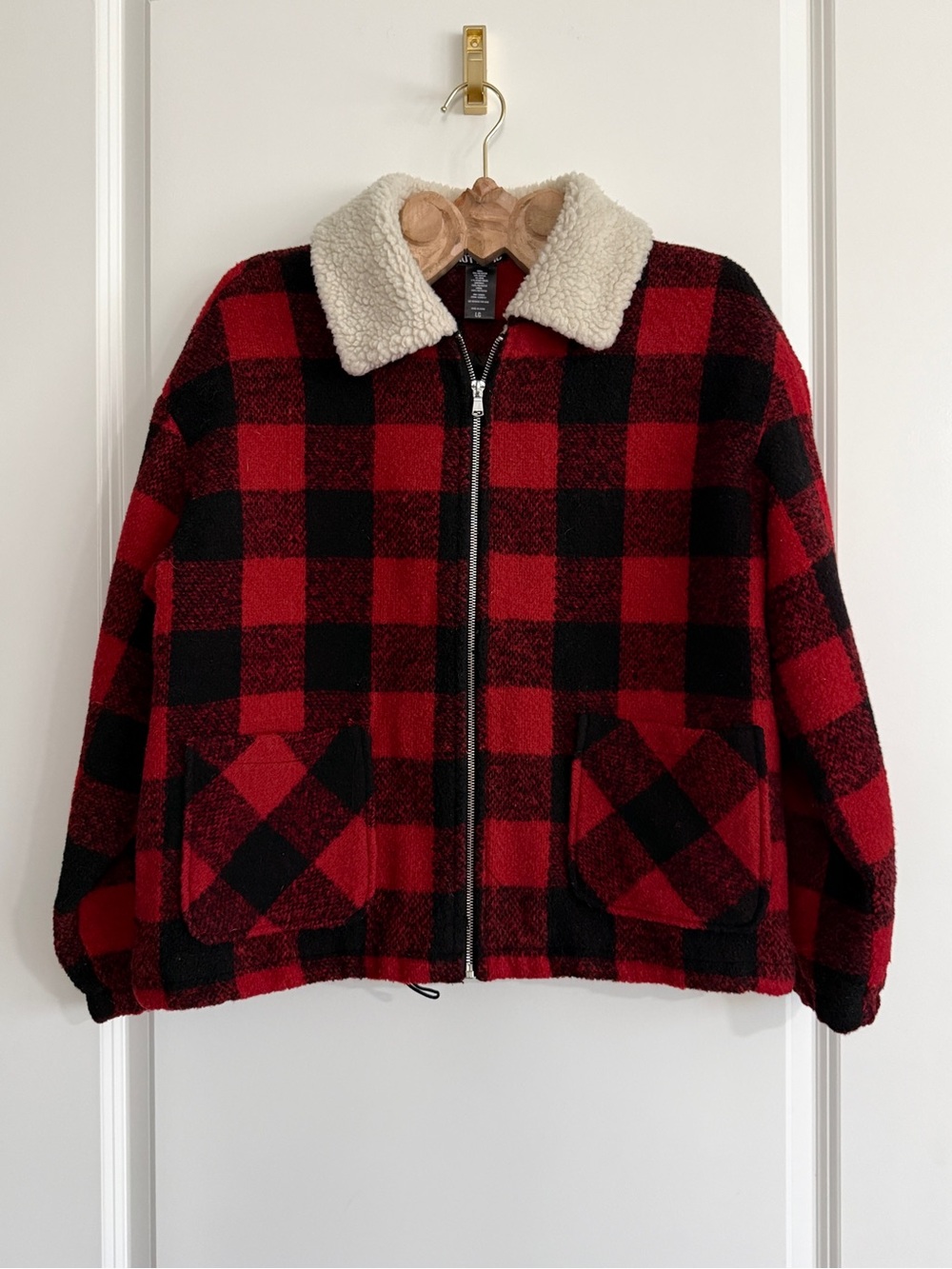 Hot Topic Buffalo Plaid Sherpa Collar Zip-Up Teddy Jacket, XL NWOT